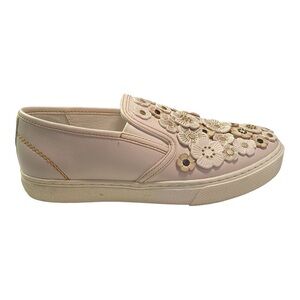 Coach C115 Tea Rose Sneakers Pale Pink Size 8 Leather Floral Appliqué Summer